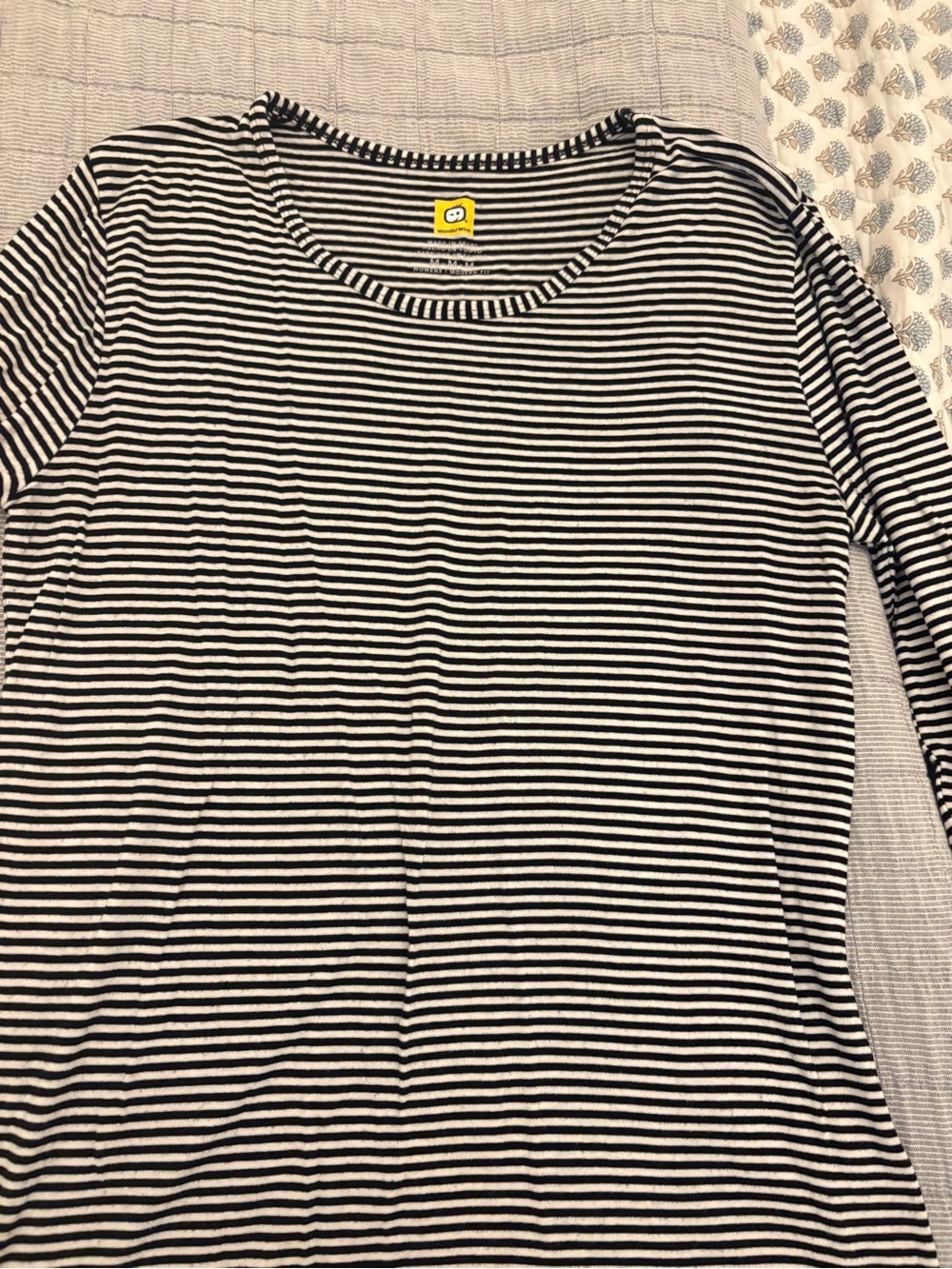 Black & White Striped Long Sleeve Underscrub Top